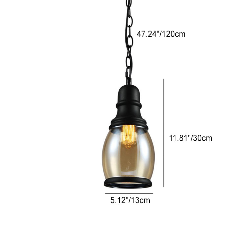 Zeitgenössische industrielle Glaskürbis-förmige 1-Licht-Pendelleuchte für Esszimmer 