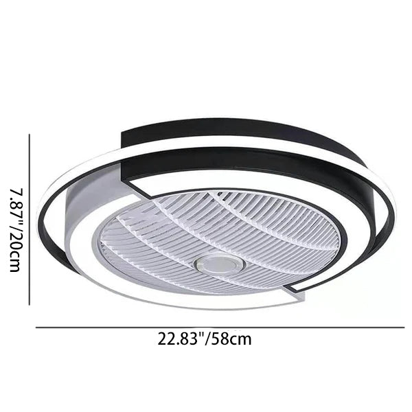 Lampe de ventilateur de plafond semi-encastrée à LED ronde créative moderne 