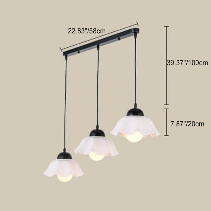 Moderner minimalistischer floraler Eisen-Keramik 1/3-Licht-Insel-Licht-Kronleuchter 