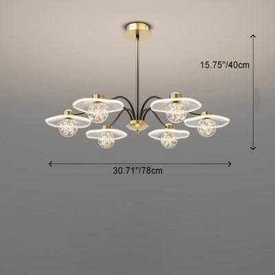 Zeitgenössische kreative Sonnenuntergang Projektion Hardware Lotusblatt Acryl LED Kronleuchter für Wohnzimmer 