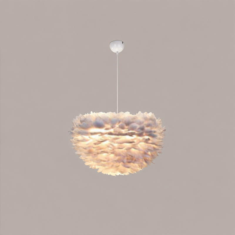 Modern Minimalist Feather Iron 1-Light Heart Shade Pendant Light for Living Room