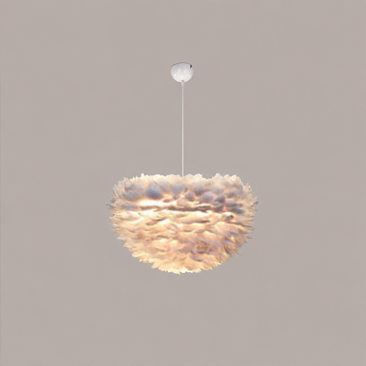 Modern Minimalist Feather Iron 1-Light Heart Shade Pendant Light for Living Room