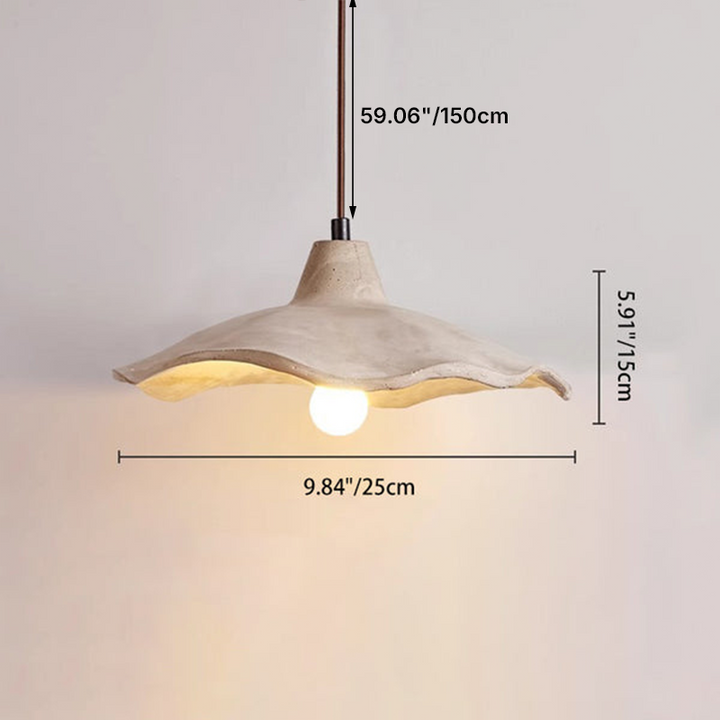 Traditional Japanese Irregular Round Cement 1-Light Pendant Light For Bedroom