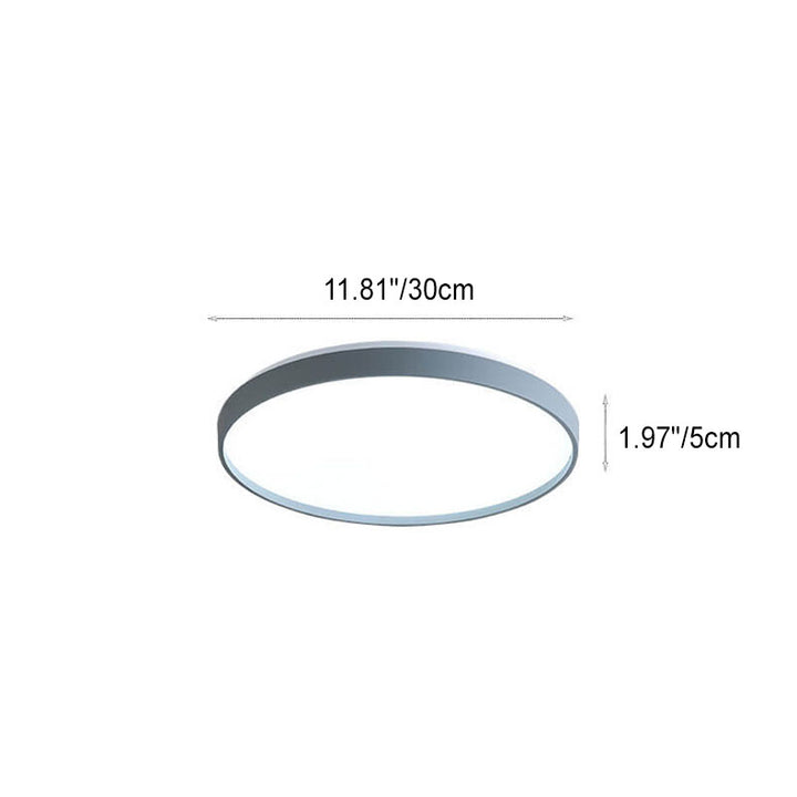 Modern Minimalist Round Solid Color Acrylic Iron LED Flush Mount Ceiling Light For Living Room &amp; Bedroom