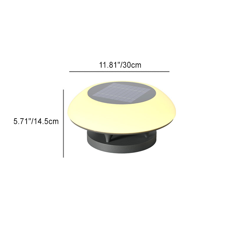 Simplicité moderne solaire étanche en acier inoxydable PE rond vaisseau spatial LED éclairage paysager lumière extérieure pour Patio extérieur 