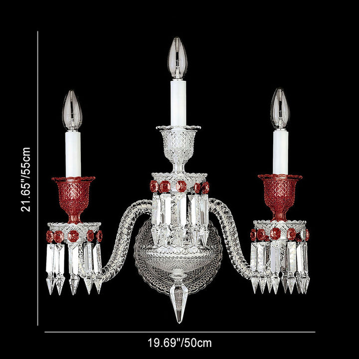 Traditionelle europäische Zylinderzweigpfeil-Kristallglas-Wandleuchterlampe mit 2/3 Lichtern für Wohnzimmer 