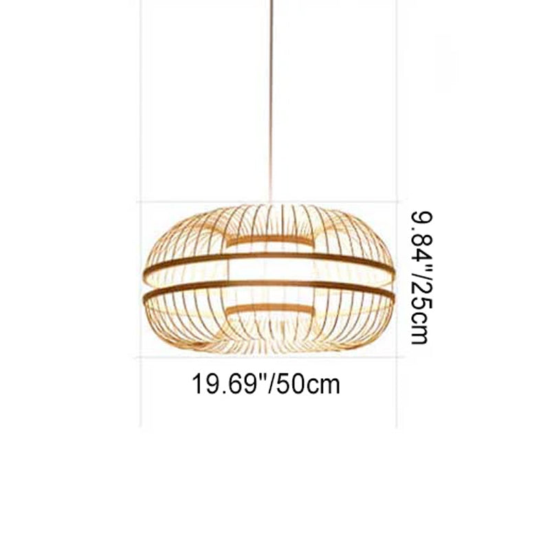 Japanese Element Bamboo Drum 1-Light Pendant Light