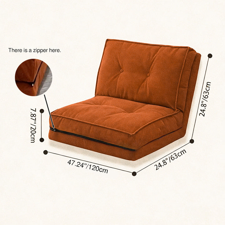 Zeitgenössisches skandinavisches Cord- &amp; Baumwolleisen-Tofu-Stil faltbares Lazy-Sofa mit Rückenlehne für Wohnzimmer &amp; Schlafzimmer 