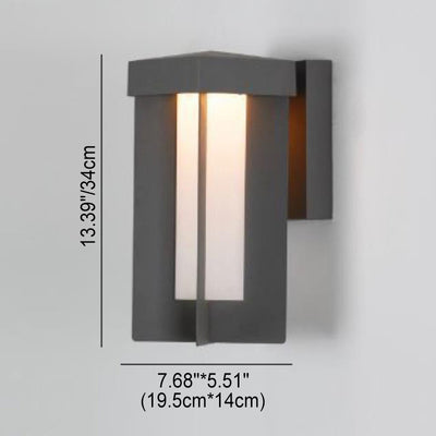 Outdoor Minimalist Square Geometric Aluminum Iron LED Waterproof Wall Sconce Lamp