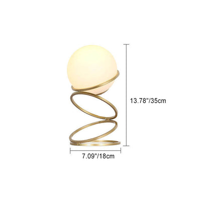 Modern Creative Spiral Circle Base Glass Ball 1-Light Table Lamp