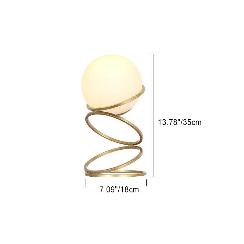 Modern Creative Spiral Circle Base Glass Ball 1-Light Table Lamp