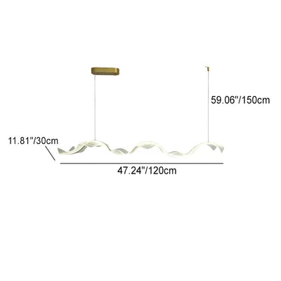 Zeitgenössische kreative Rechteck Welle Band Hardware Acryl LED Insel Licht Kronleuchter für Esszimmer 