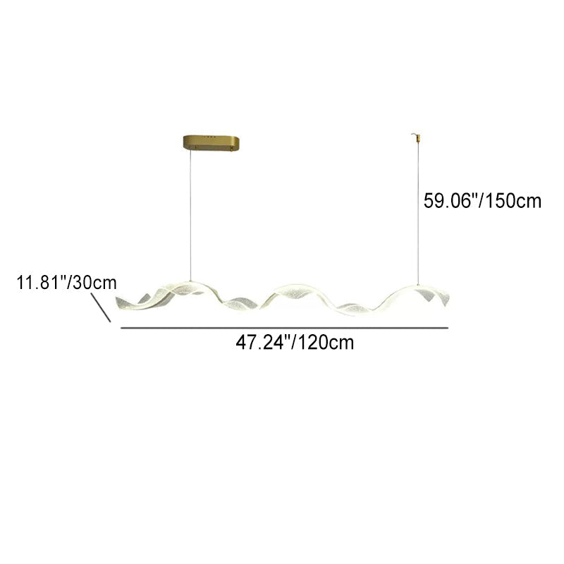 Zeitgenössische kreative Rechteck Welle Band Hardware Acryl LED Insel Licht Kronleuchter für Esszimmer 