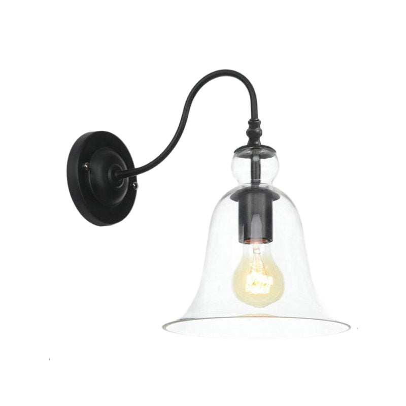 Vintage Industrial Clear Glass Bell 1-Light Wall Sconce Lamp