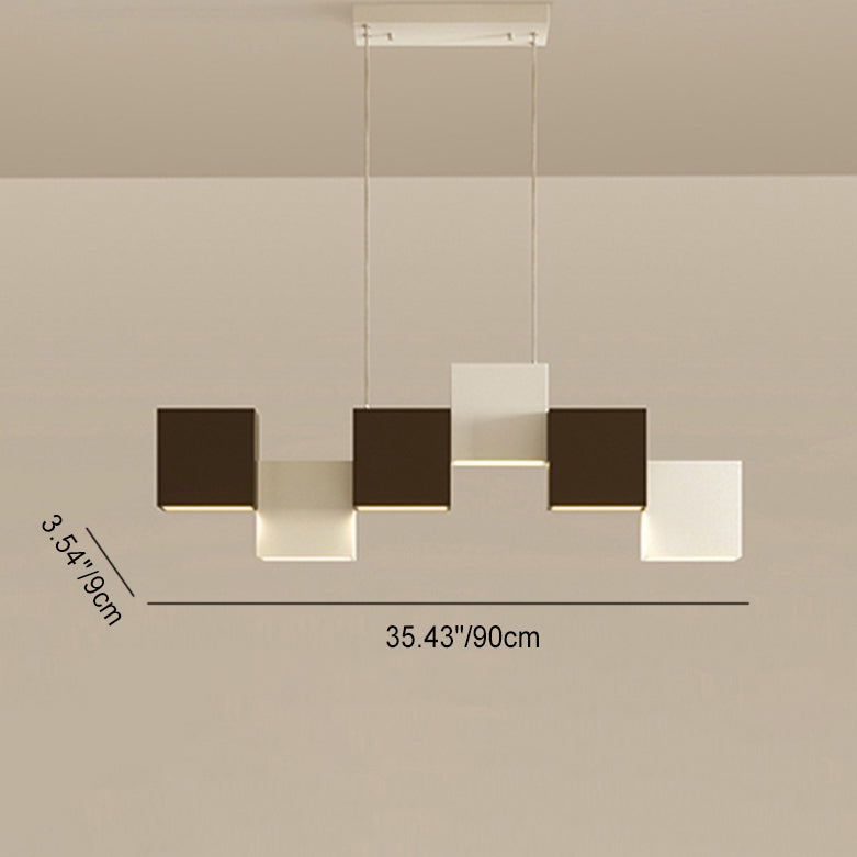 Lustre LED en acrylique et fer géométrique créatif contemporain en forme de cube pour salon 
