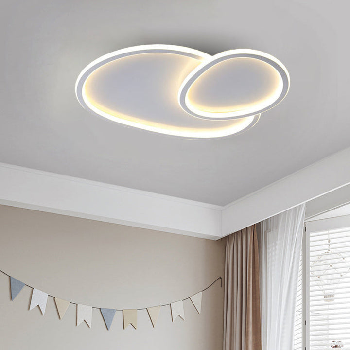 Moderne minimalistische unregelmäßige überlappende Kreise Acryl Eisen LED Unterputz Deckenleuchte für Schlafzimmer 