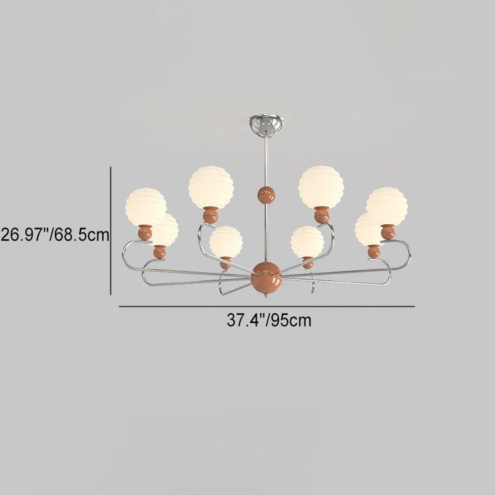 Chandelier contemporain nordique avec abat-jour en verre en forme de haricot magique et cadre en fer à 5/8 lumières pour salon 