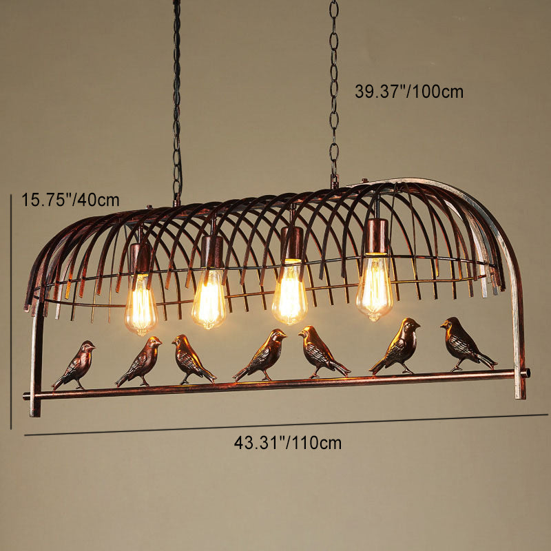 Jaula de pájaros retro contemporánea de hierro con candelabro de 4 luces para comedor 