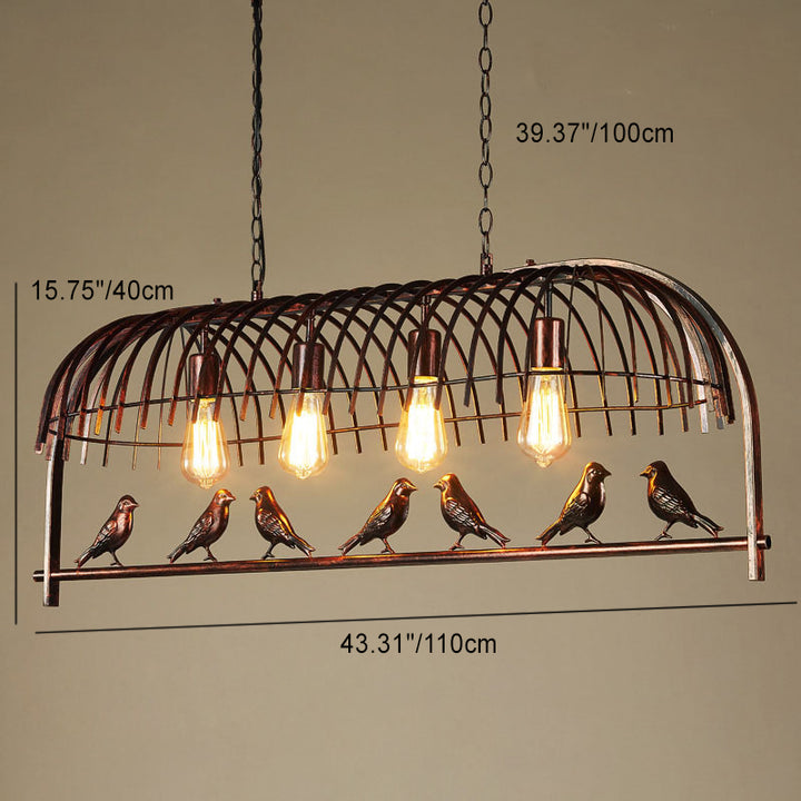 Jaula de pájaros retro contemporánea de hierro con candelabro de 4 luces para comedor 