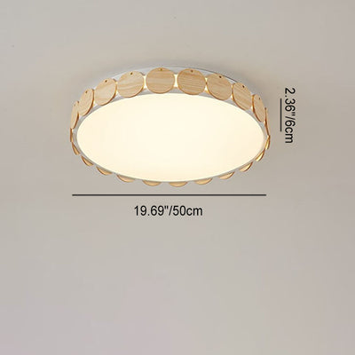 Modern Minimalist Wooden Round Edge Acrylic LED Flush Mount Ceiling Light