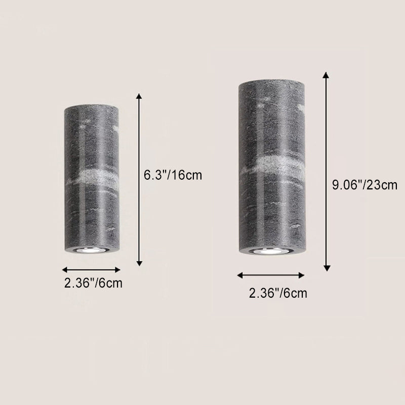 Lámpara de pared moderna minimalista de cilindro cuadrado de piedra y madera de 1 luz para dormitorio 