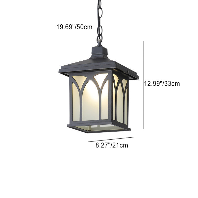 Traditional European Solar Waterproof Aluminum Glass Cubic Pane LED Pendant Light For Garden