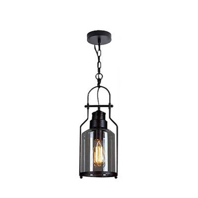 Industrial Vintage Iron Glass Jar 1-Light Pendant Light