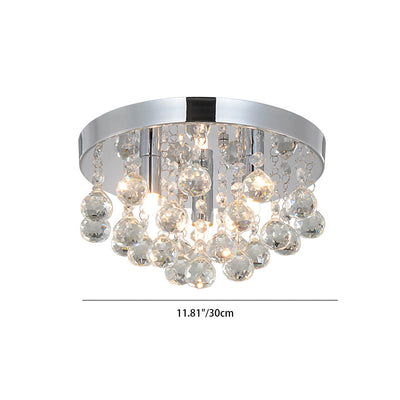 Modern Creative Light Luxury Crystal Round 3-Light Flush Mount Ceiling Light