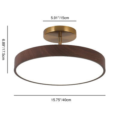 Contemporary Nordic Disc Shaped Iron PVC LED Semi-Flush Mount Ceiling Light For Bedroom