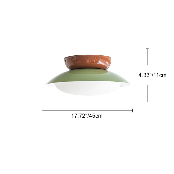 Contemporary Scandinavian Macaron Geometric Semicircle Shade LED Semi-Flush Mount Ceiling Light For Living Room