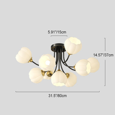 Zeitgenössische Creative Pod Kupferglas 7/9 Licht Halbbündige Deckenleuchte für Wohnzimmer 