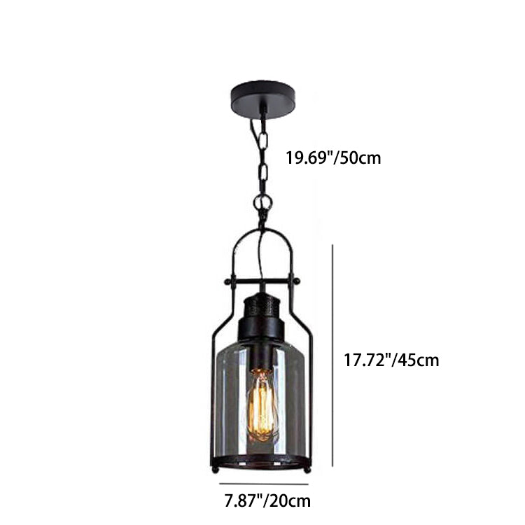 Industrial Vintage Iron Glass Jar 1-Light Pendant Light