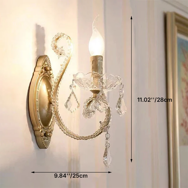 Candelabro de Cristal Vintage Europeo 1/2 Luz Aplique de Pared 