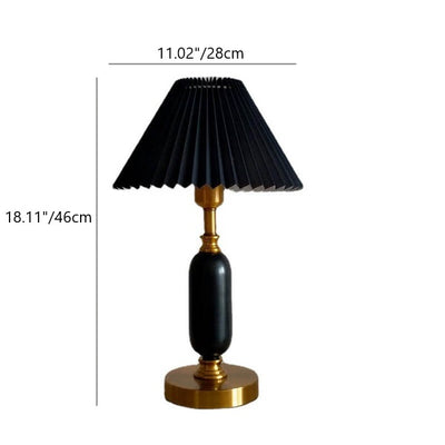 Retro Pleated Shade Column Base 1-Light Table Lamp