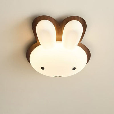 Modern Funny Bunny Kids Iron Acrylic LED Flush Mount Light