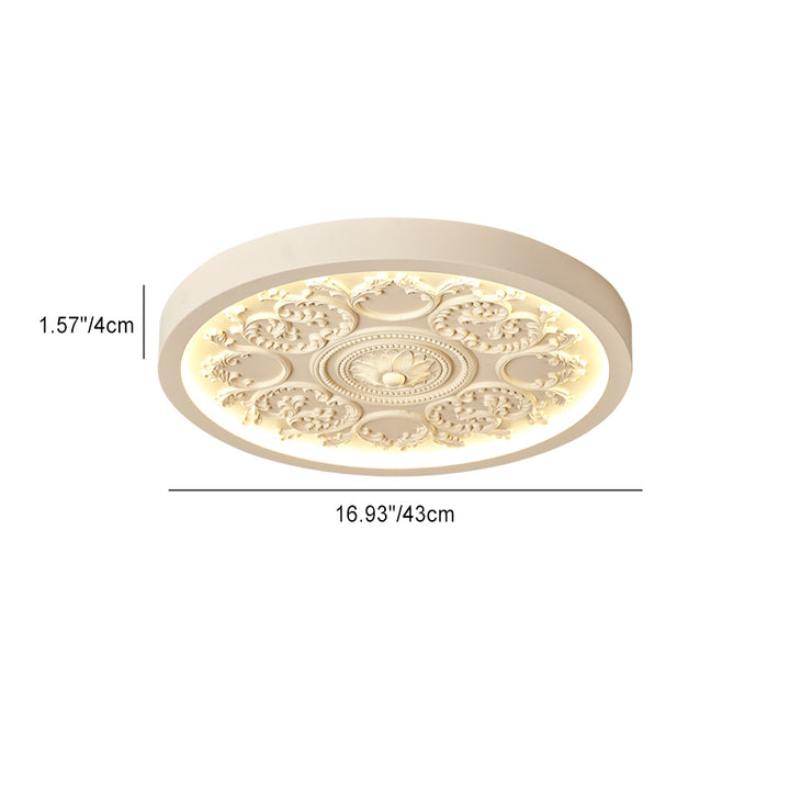 Modern Minimalist Carved Iron Resin Acrylic LED Flush Mount Ceiling Light For Bedroom