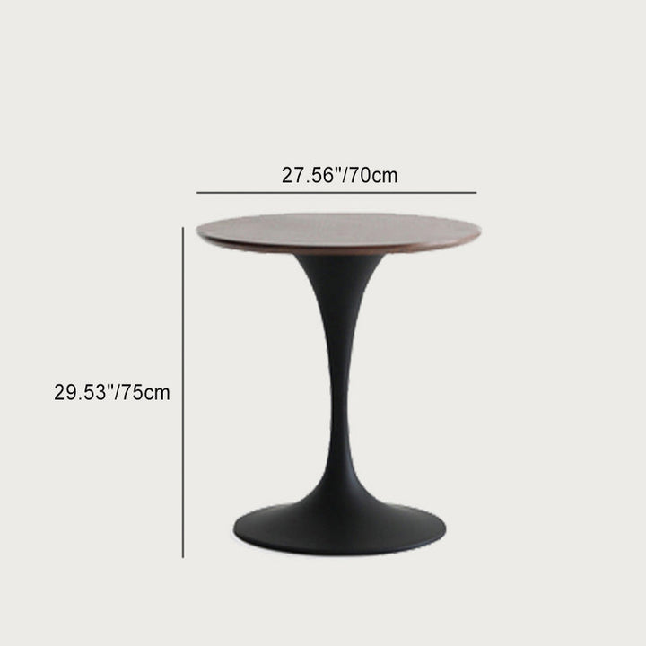 Modern Minimalist Round Slate Solid Wood Coffee Table For Living Room