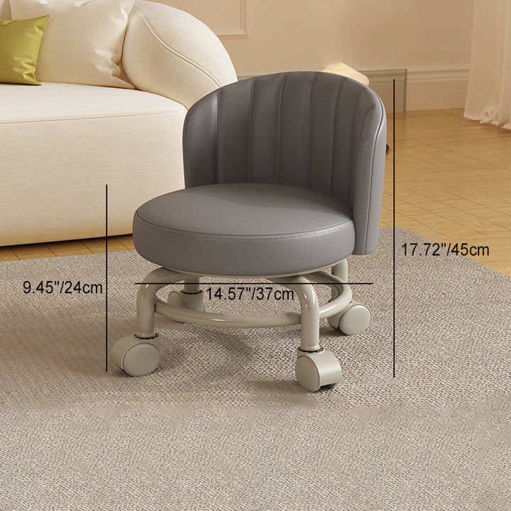 Modern Minimalist Removable Round Curved Corner Faux Leather Iron Chair Backrest Armless For Living Room