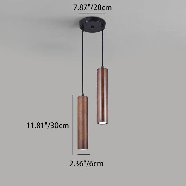 Moderne minimalistische LED-Pendelleuchte aus Eichenholz in Zylinderform für Wohnzimmer &amp; Schlafzimmer 