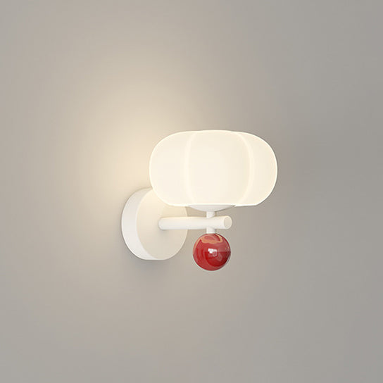 Applique Murale Contemporaine Nordique Crème Citrouille Abat-jour en Fer 1 Lumière pour Salon 