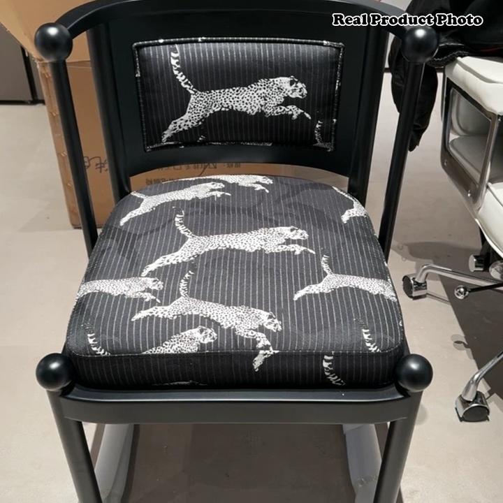 Chaise de salle à manger traditionnelle vintage en tissu avec dossier courbé en bois de chêne, sans accoudoirs, pour salle à manger 