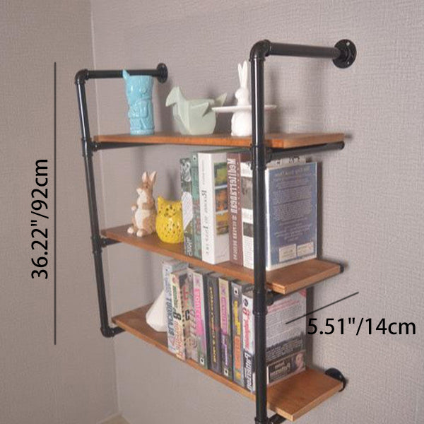 Modern Minimalist Rectangular Iron Zinc Solid Wood Bookshelves 2/3/4 Tier For Home Office
