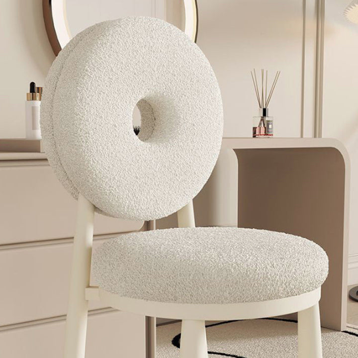Contemporary Nordic Teddy Fleece Iron Sponge Round Dining Chair Backrest For Dining Room
