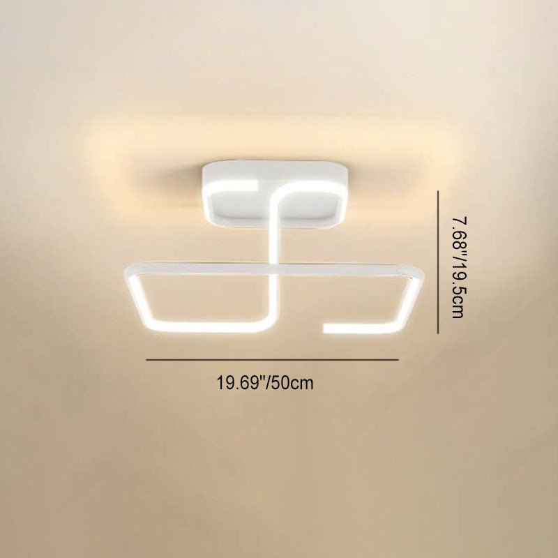 Modern Minimalist Lines Rectangular Iron Acrylic LED Flush Mount Ceiling Light