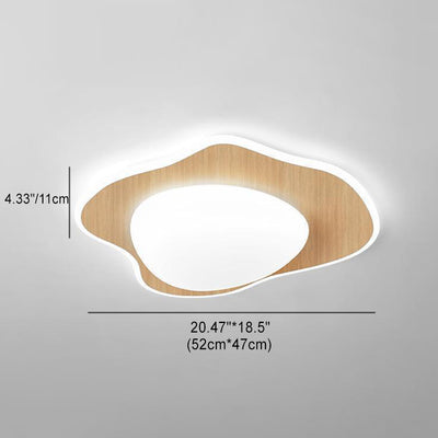Moderne Einfachheit Pochiertes Ei Runde Holz Kunststoff LED Unterputz Deckenleuchte für Schlafzimmer 