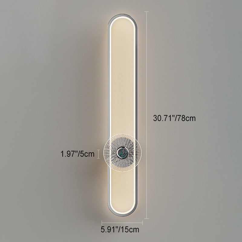 Moderne minimalistische lange ovale Hardware Aluminium LED Wandleuchte Lampe für Wohnzimmer 