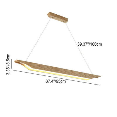 Japanese Minimalist Long Strip Ash Wood Acrylic Shade LED Island Light Pendant Light