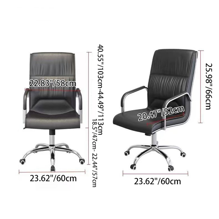 Modern Minimalist Rectangular Faux Leather Steel Desk Chair Backrest Armrest For Home Office