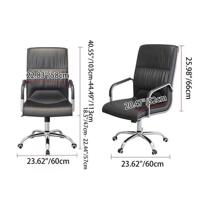 Modern Minimalist Rectangular Faux Leather Steel Desk Chair Backrest Armrest For Home Office