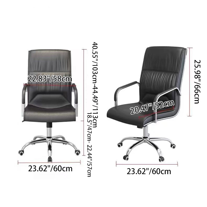 Modern Minimalist Rectangular Faux Leather Steel Desk Chair Backrest Armrest For Home Office